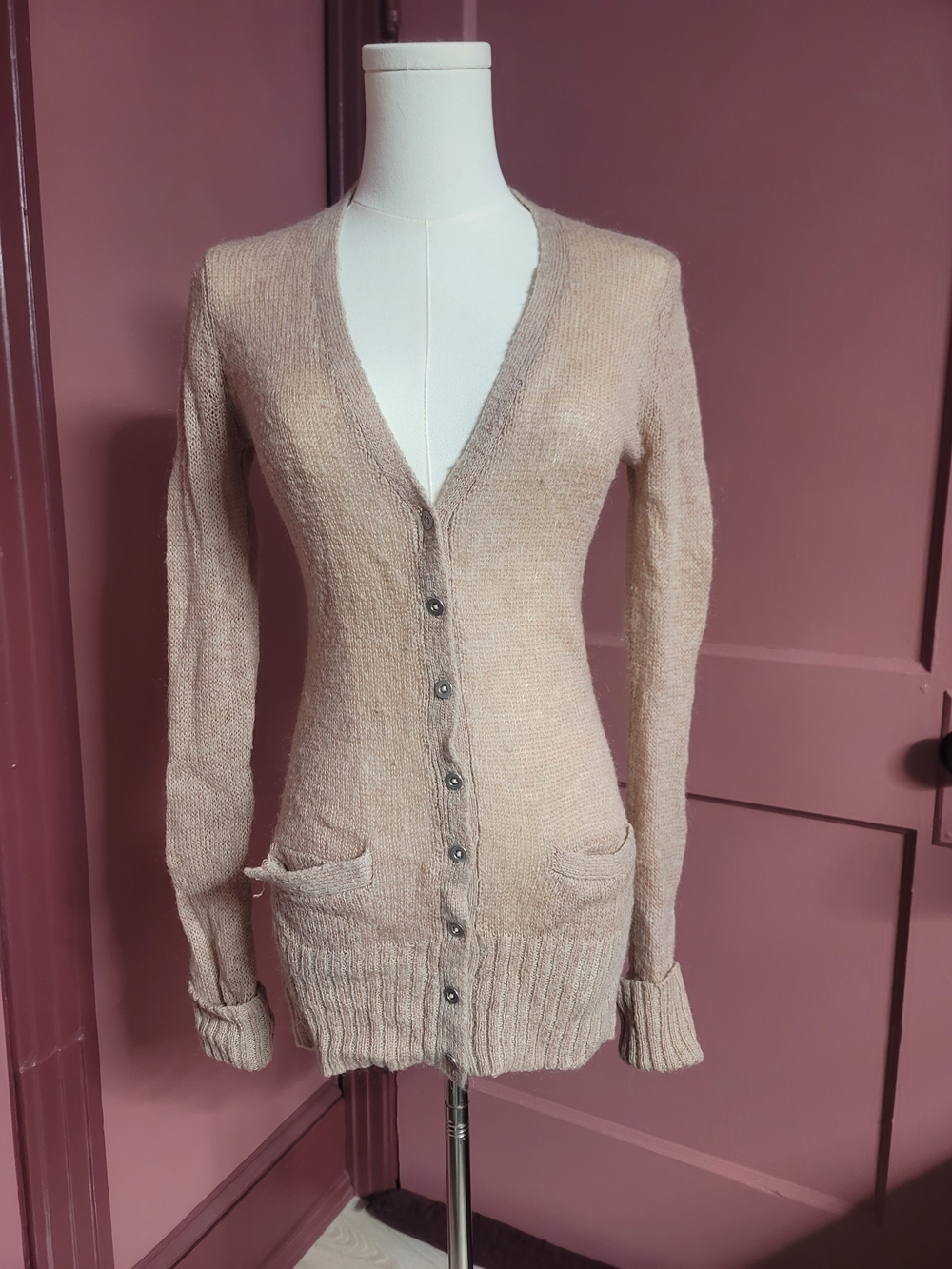 Fossil - Blush Pink V-Neck Button Cardigan